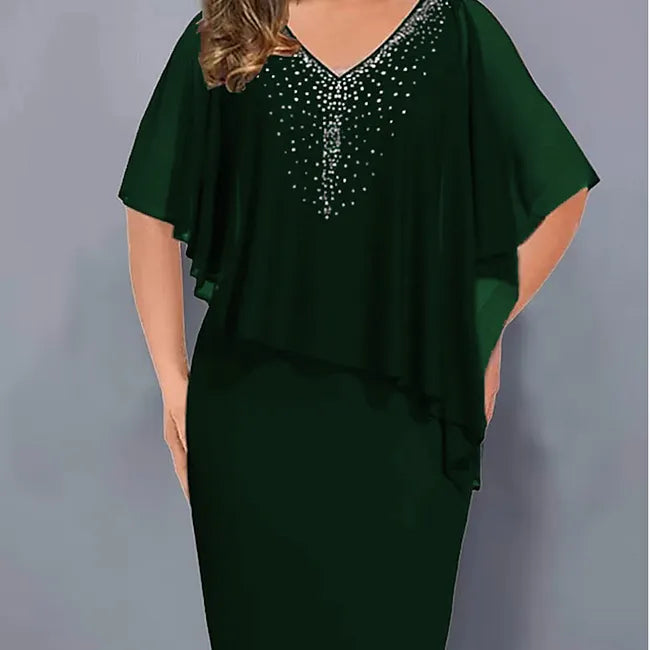 Amelie - Abito in Chiffon Con Scollo a V Impreziosito Da Strass