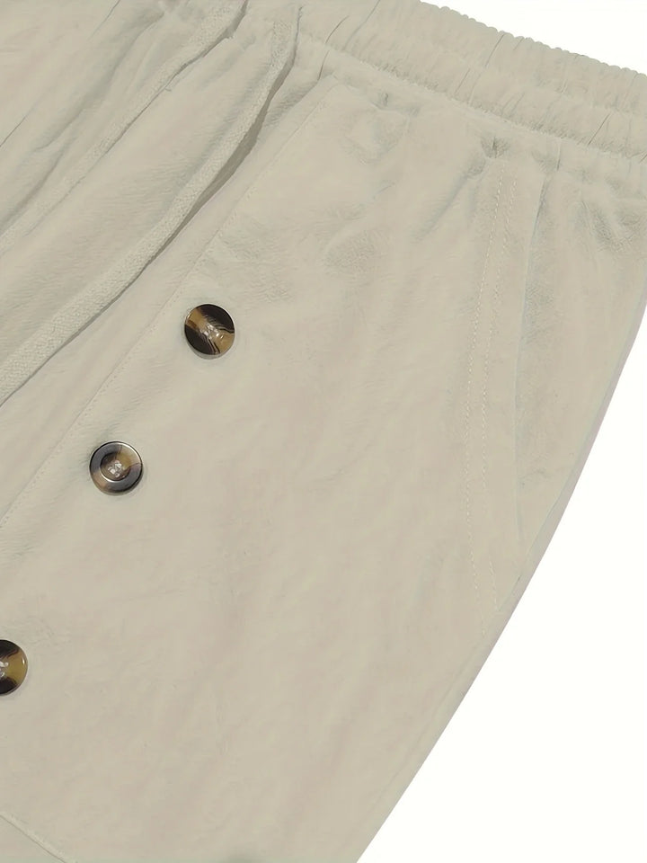 Beslan - Elegante Pantalone A Gamba Dritta Con Bottoni Dorati