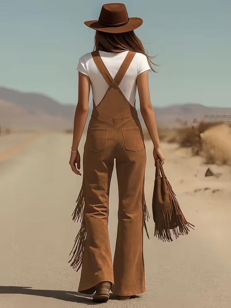 Ketiya - Pantaloni Carico a Gamba Larga Con Bordi Sfrangiati