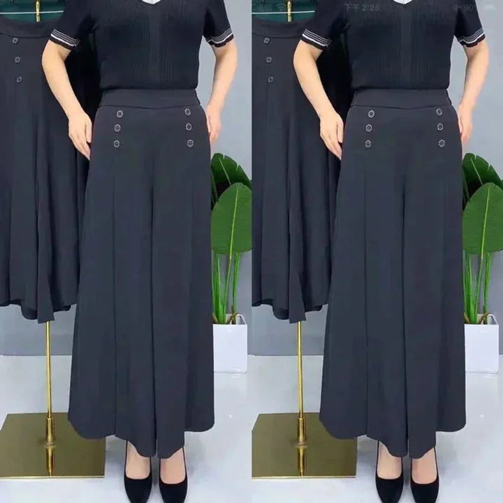 Malou - Elegante Plissettato Gamba Larga Pantalone