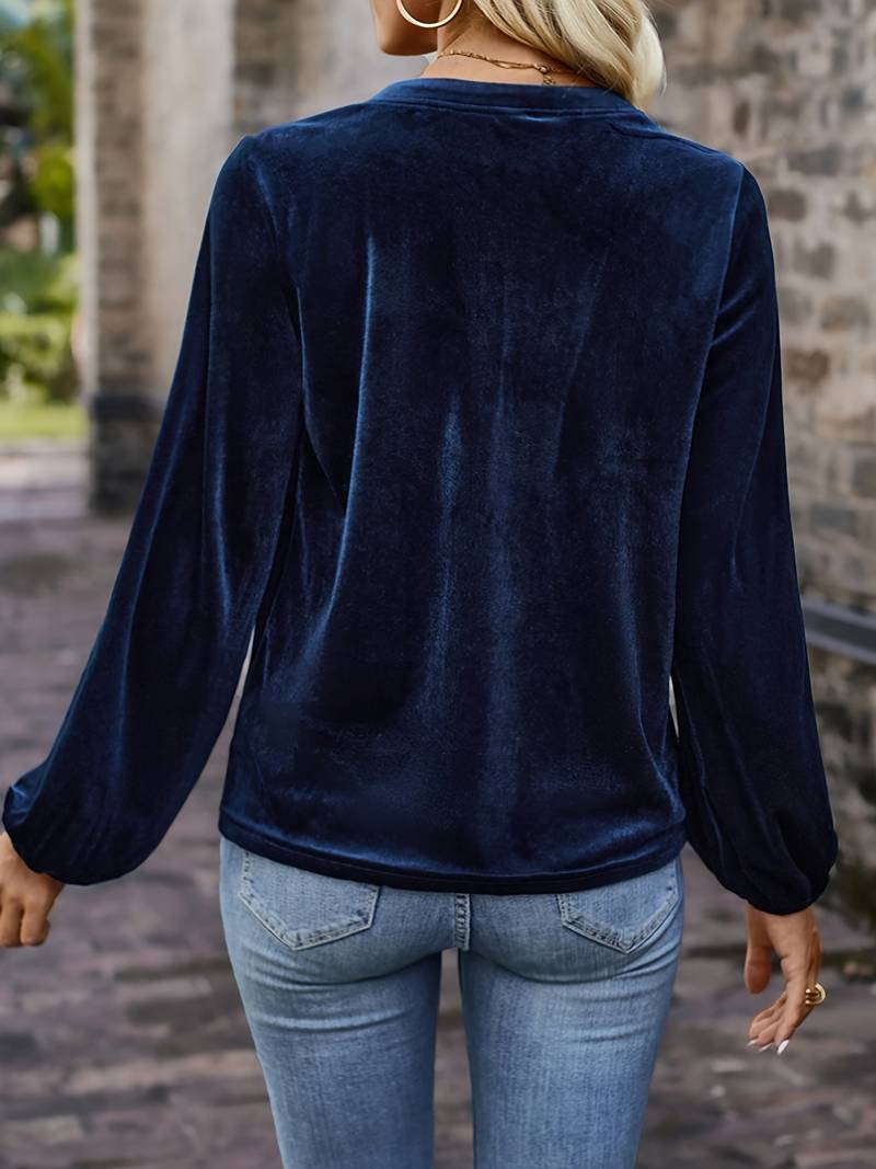 Lihi - Maglia Comoda a Maniche Lunghe Con Scollo a V