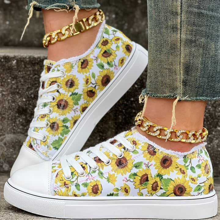 Portia - Sneaker Con Lacci e Stampa Girasole