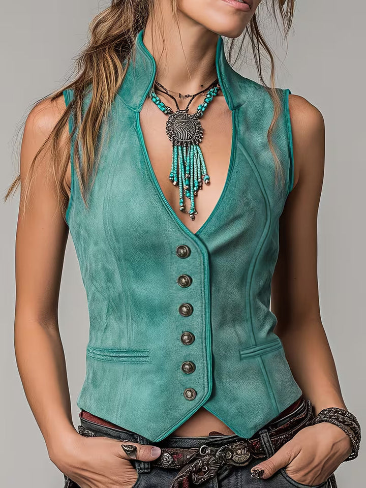 Lrina - Gilet Aderente In Stile Bohémien