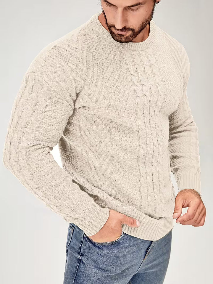 Eiduks - Maglione Classico a Collo Rotondo con Lavorazione a Trecce