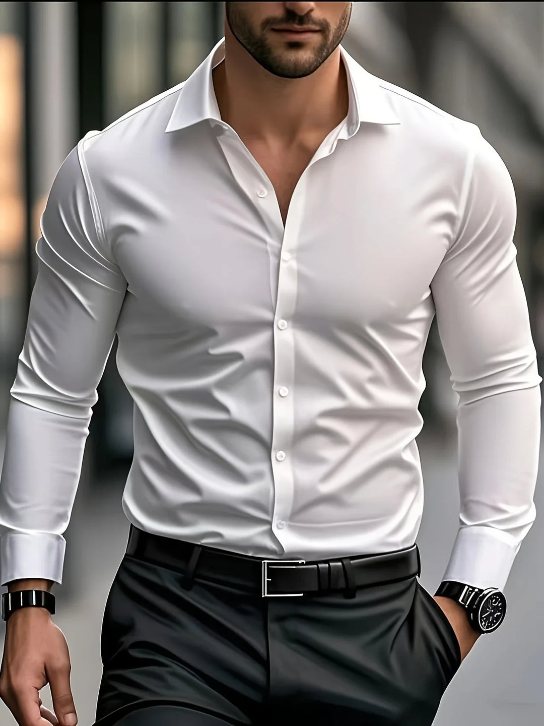 Byron - Elegante Camicia a Maniche Lunghe Con Bottoni