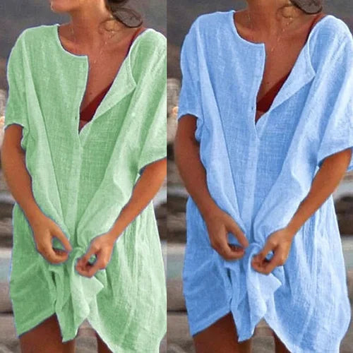 Anjini - Abito Da Spiaggia Ampio Con Maniche Corte