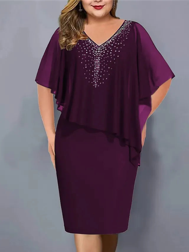 Amelie - Abito in Chiffon Con Scollo a V Impreziosito Da Strass