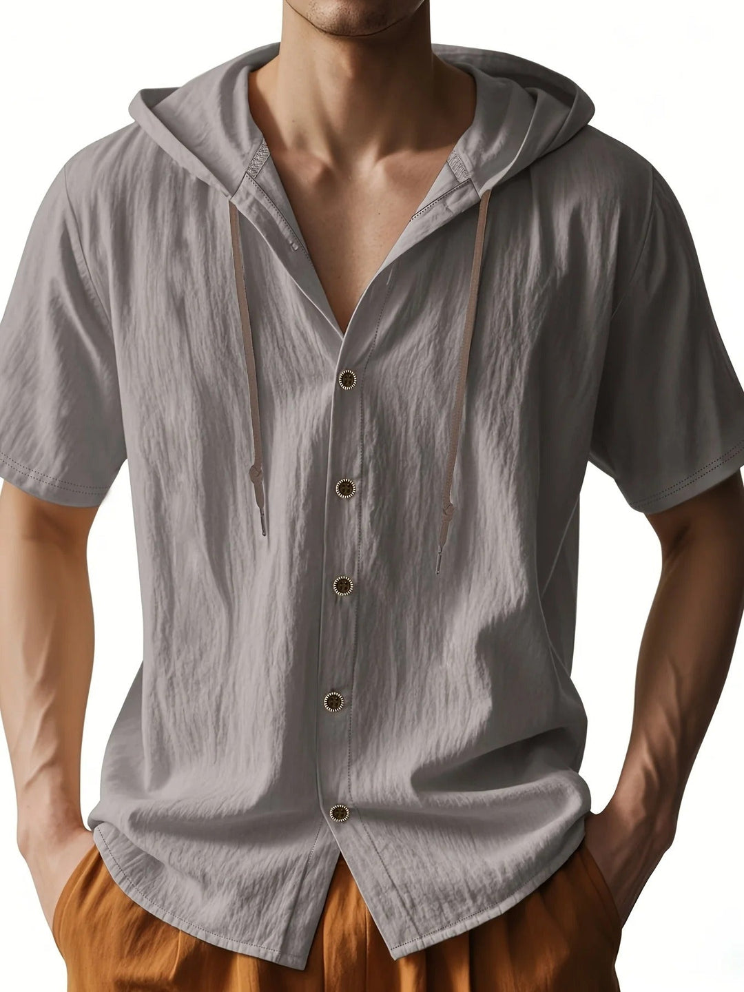 Chadwick - Camicie Leggere In Lino Con Maniche Corte E Cappuccio