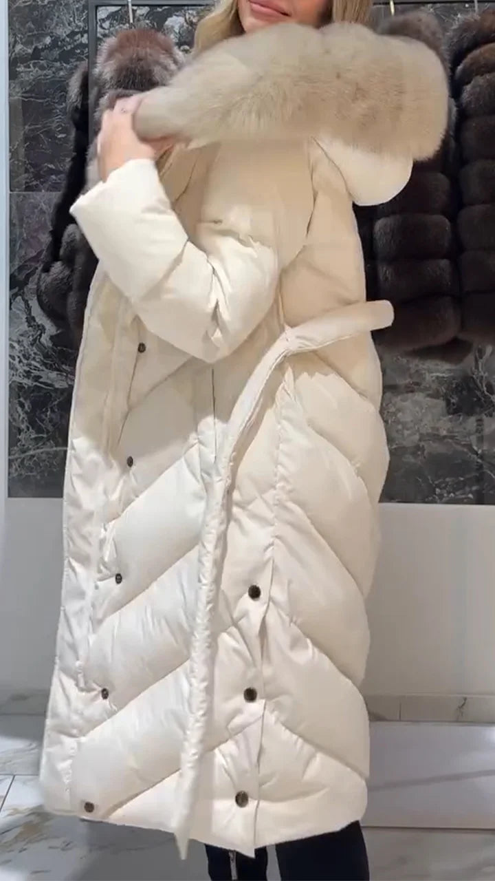 Nastasya - Cappotto Casuale In Cotone Con Collo In Pelliccia