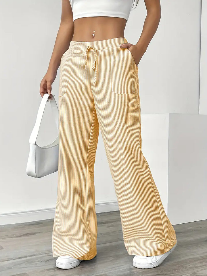 Alina - Elegante Pantalone A Righe Con Tasche