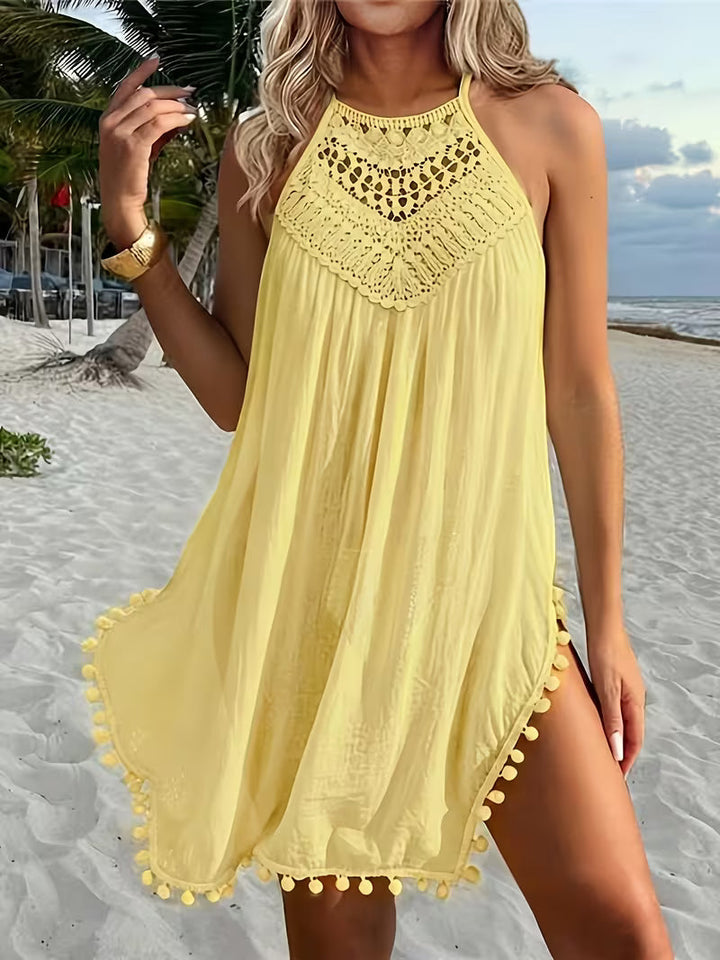 Shiena - Elegante Abito Con Scollo All'americana in Pizzo Lavorato All'uncinetto