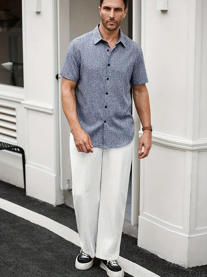 Dwight - Camicia Leggera In Misto Lino A Maniche Corte
