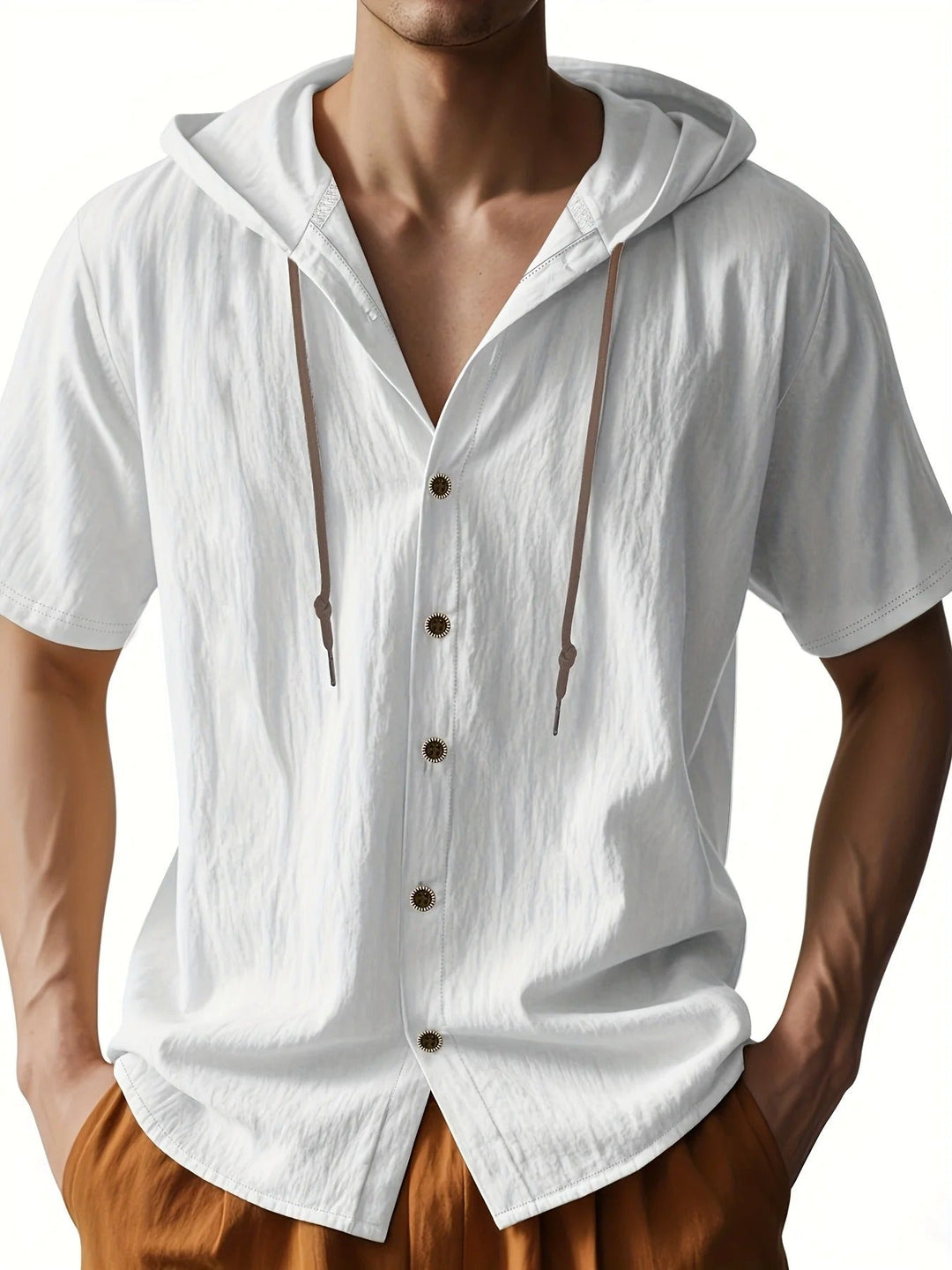 Chadwick - Camicie Leggere In Lino Con Maniche Corte E Cappuccio
