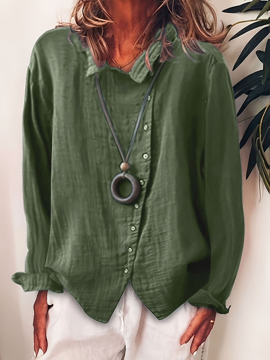 Ristia - Camicetta Casual a Maniche Lunghe Con Bottoni