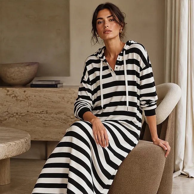 Zeynep - Abito Felpa Con Cappuccio A Righe