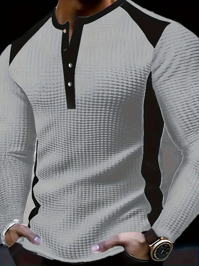Kyran - Camicia Henley A Maniche Lunghe Con Motivo A Nido d'Ape