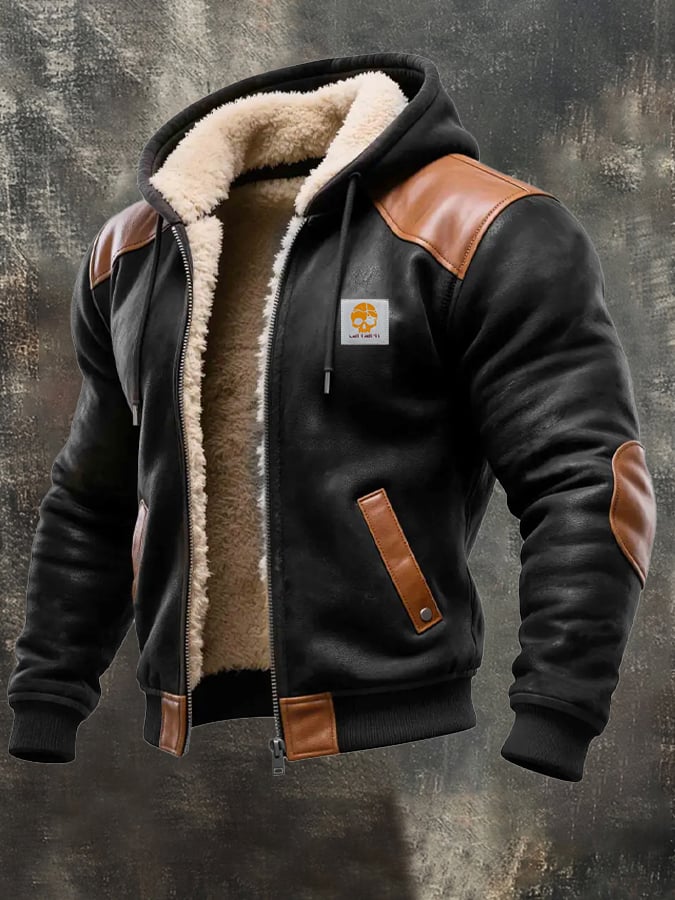 Francois - Giacca Vintage In Pelle Scamosciata Con Cappuccio