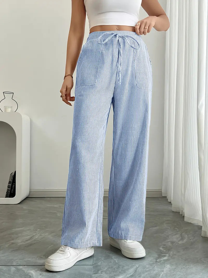 Alina - Elegante Pantalone A Righe Con Tasche