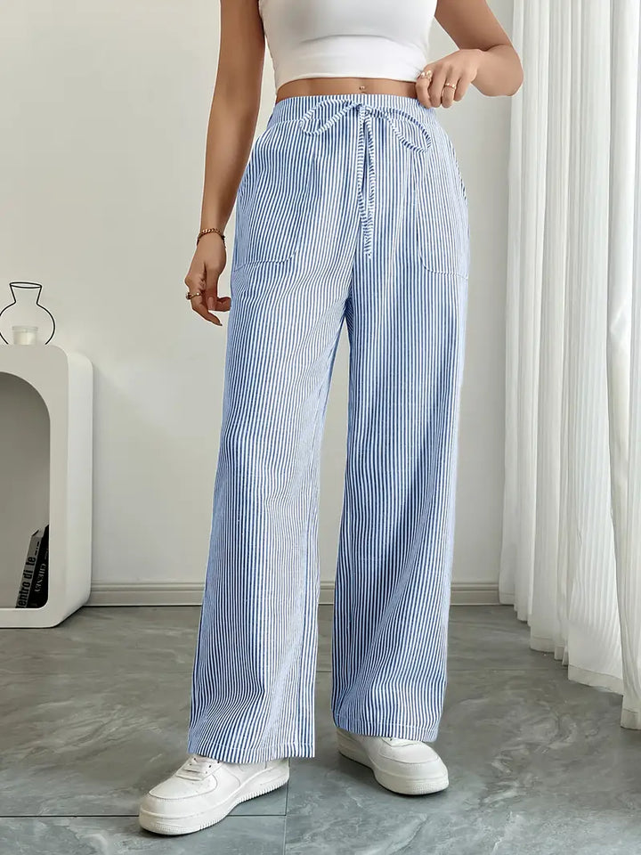 Alina - Elegante Pantalone A Righe Con Tasche