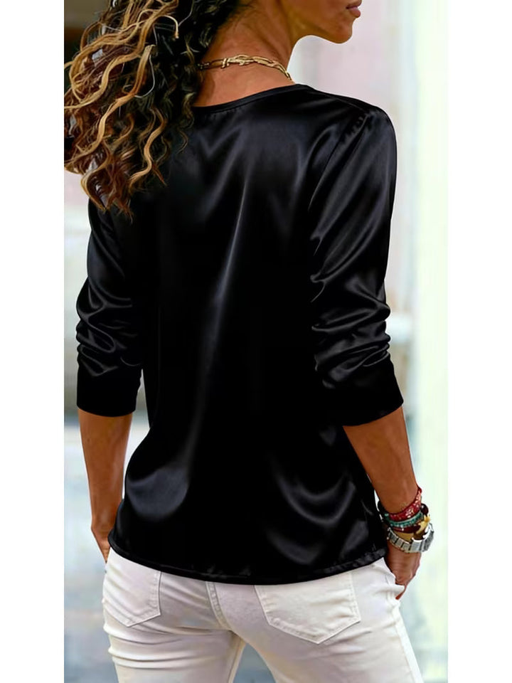 Belina - Top in Raso Con Scollo Quadrato E Bottoni