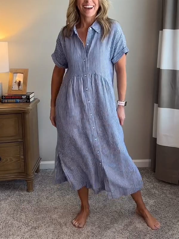 Samara - Elegante Abito Chemisier a Righe