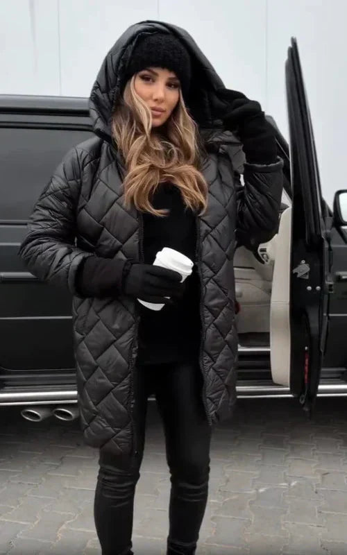 Yania - Cappotto Lungo Trapuntato Con Cappuccio E Cerniera