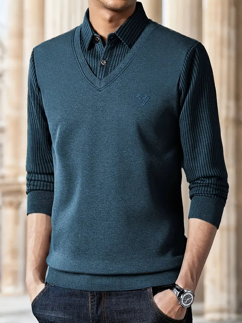 Leroy - Maglione Casual A Maniche Lunghe Lavorato A Maglia