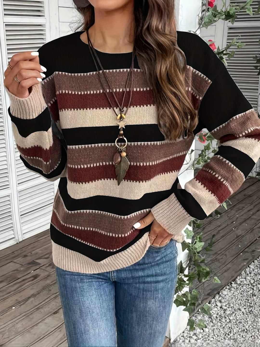 Fadina - Maglione in Maglia a Maniche Lunghe