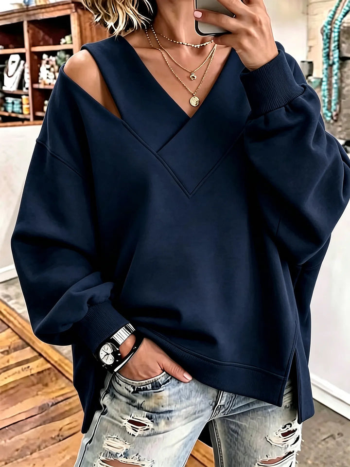 Kirstan - Felpa Oversize Chic Con Scollo a V e Cut Out
