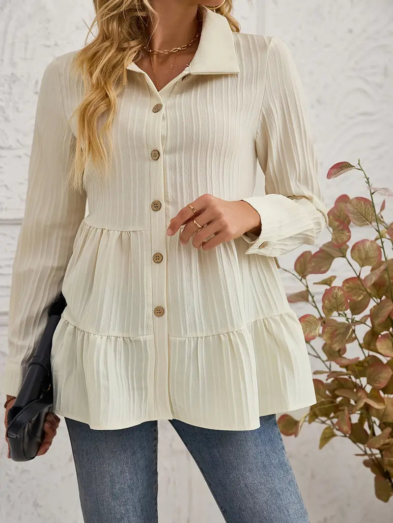 Majlinda - Elegante Camicia a Maniche Lunghe Con Bottoni