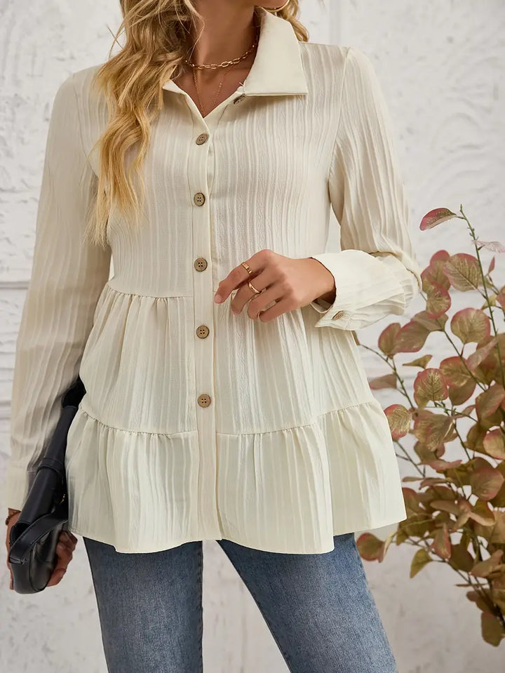 Majlinda - Elegante Camicia a Maniche Lunghe Con Bottoni