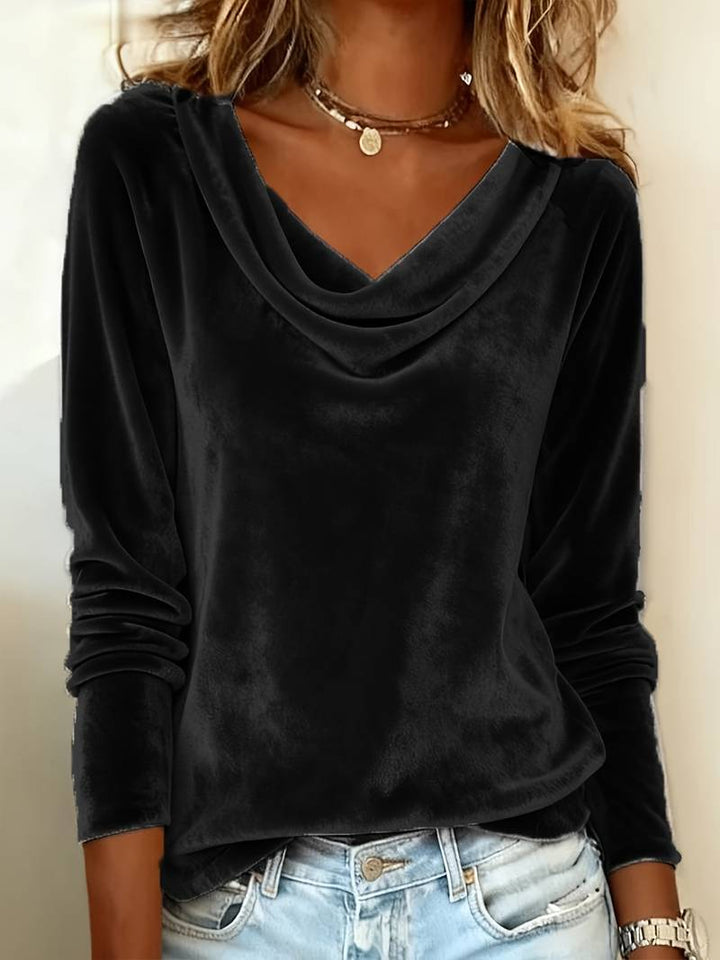 Ghania - Maglietta Casual a Maniche Lunghe Con Scollo a V