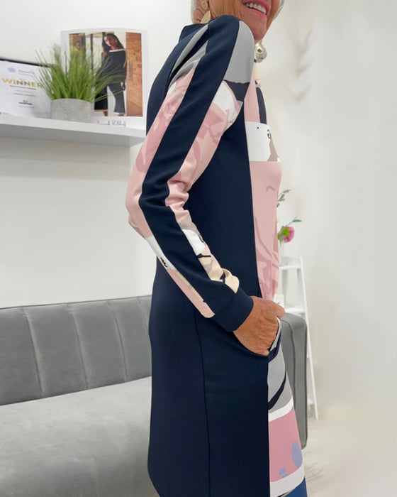 Lexiana - Abito Midi Con Stampa Astratta e Cerniera