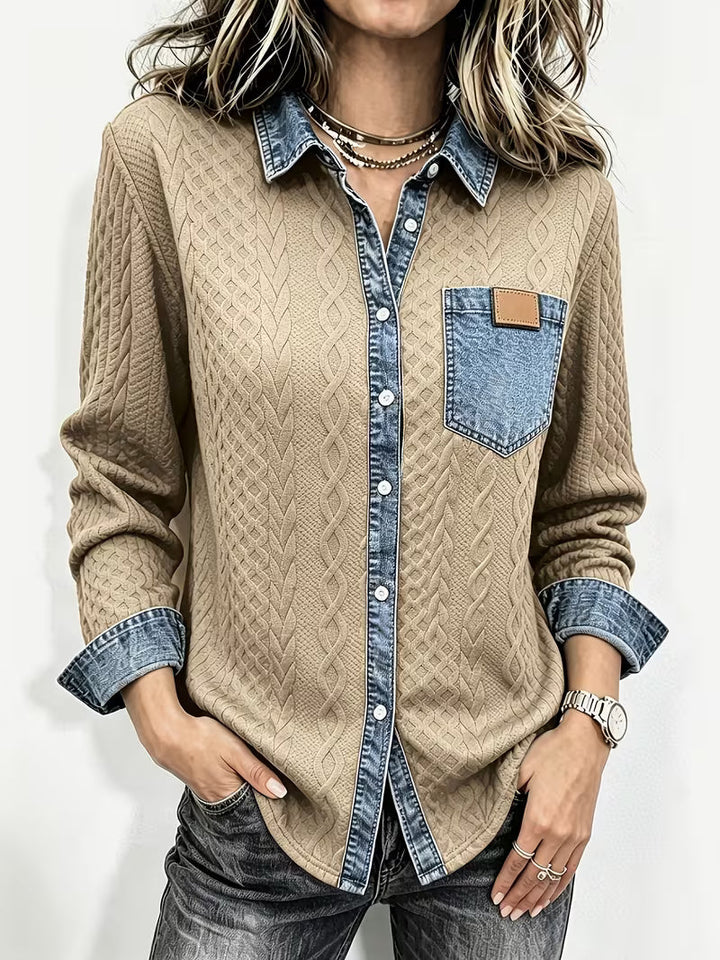 Leoora - Camicia a Maniche Lunghe Con Tasche Applicate