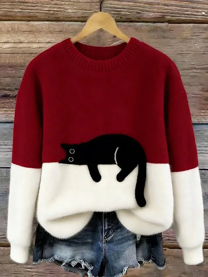 Zaidia – Maglione Lavorato a Maglia Con Grazioso Gatto