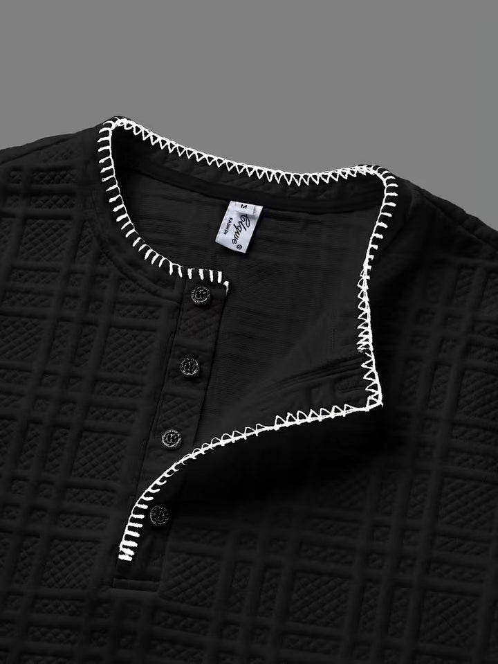 Layton - Maglietta Henley a Maniche Corte Con Effetto Testurizzato