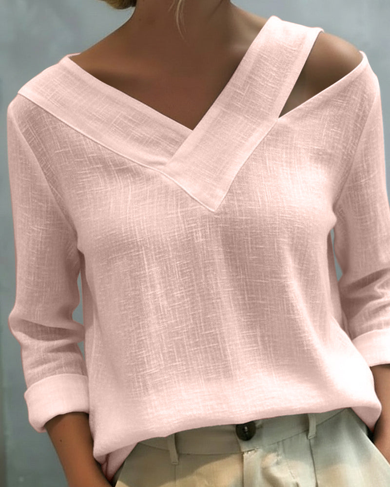 Makeeta - Elegante Top Con Scollo a V e Spalline