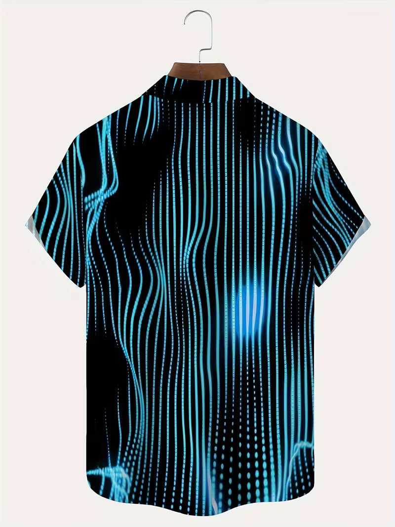 Ludwig - Camicia Casual Con Stampa a Righe Artistiche
