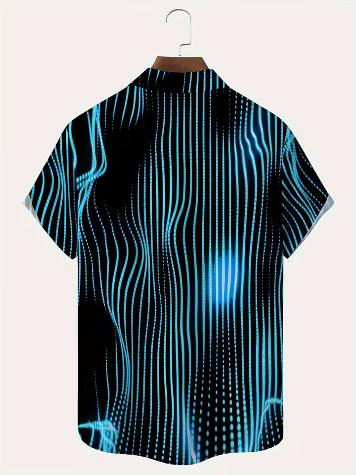 Ludwig - Camicia Casual Con Stampa a Righe Artistiche