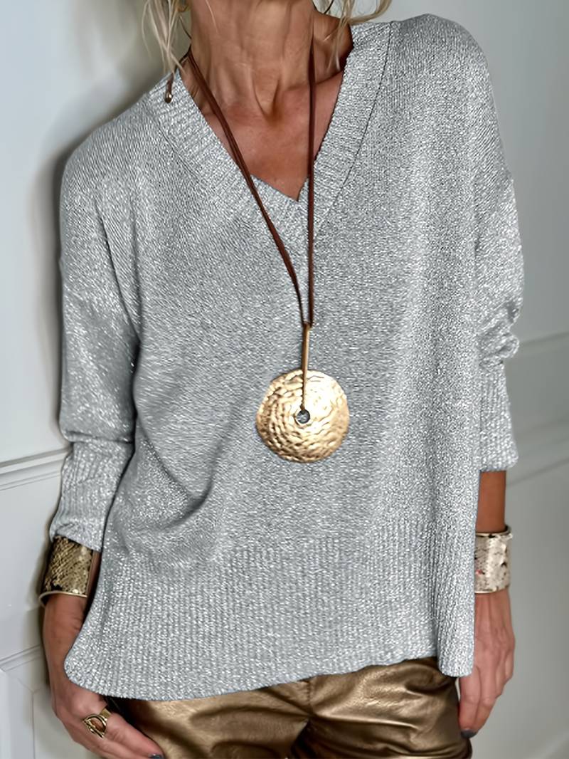 Migle - Maglione a Maniche Lunghe Con Scollo a V