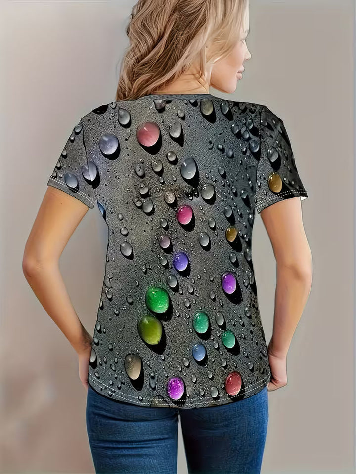 Ishadini - Maglietta Casual a Maniche Corte Con Scollo Rotondo