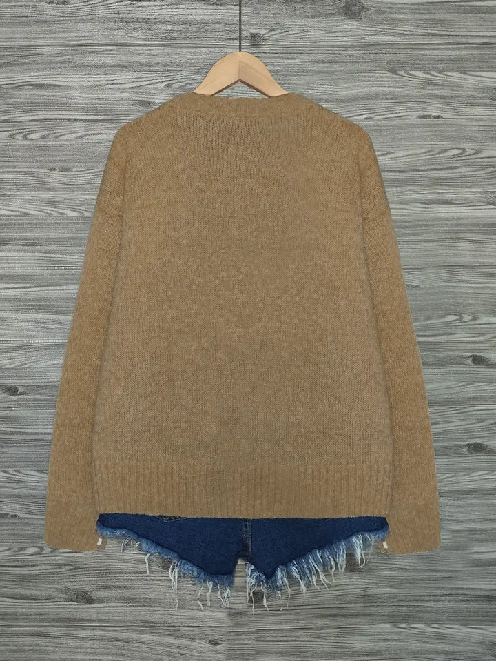 Urvana - Maglione a Maniche Lunghe Con Stampa Gatto