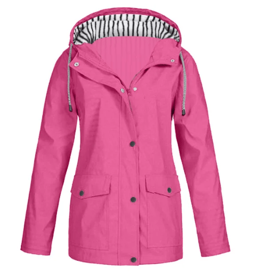 Ilektra - Elegante Manica Lunga Impermeabile Cappuccio Giacca