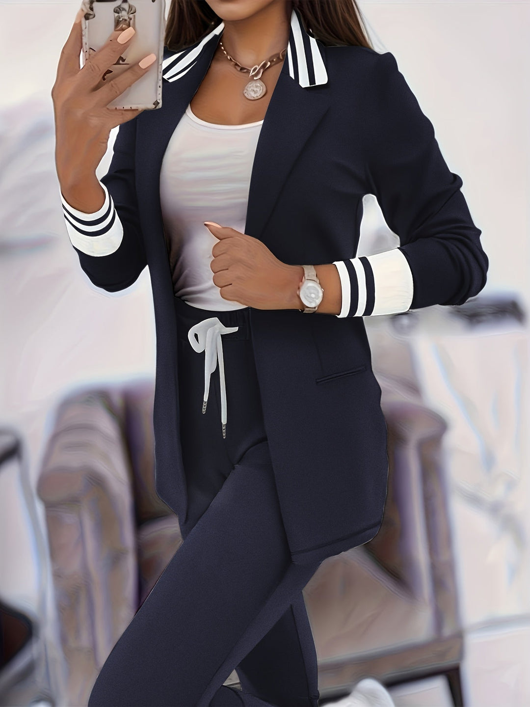 Ingelore - Settato a Due Pezzi Alla Moda a Righe