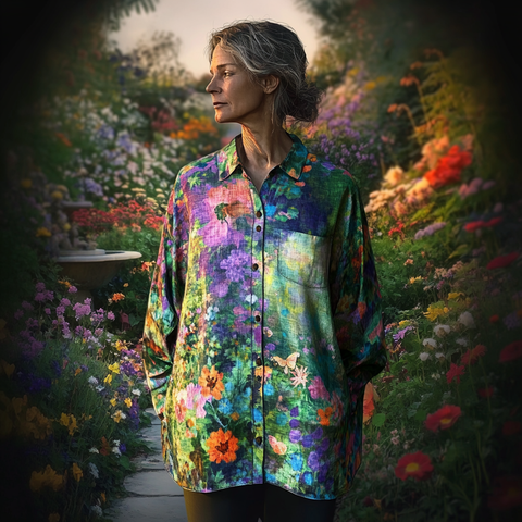 Luiza - Camicia Floreale Realizzata a Mano