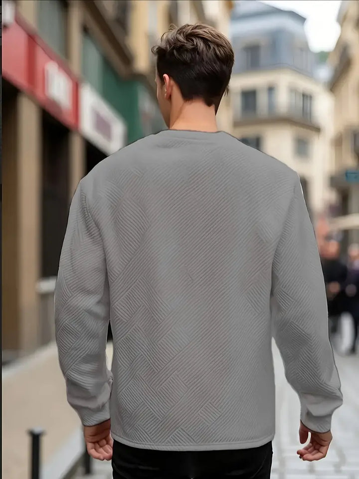 Malinga - Felpa Casual Con Motivo Geometrico e Maniche Lunghe