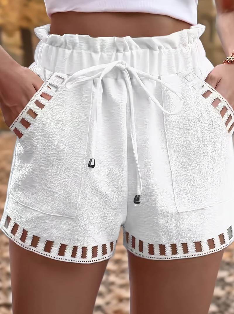 Mbakera - Pantaloncini Casual Con Tasca Funzionale in Pizzo