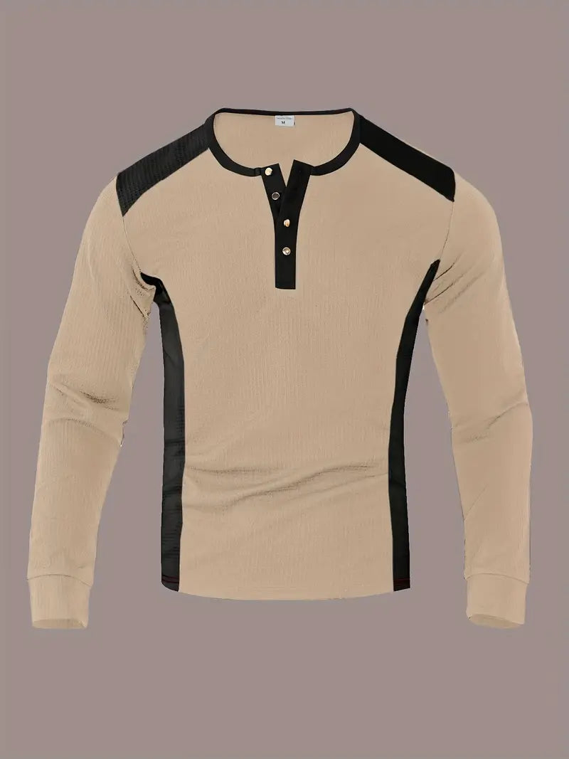 Kyran - Camicia Henley A Maniche Lunghe Con Motivo A Nido d'Ape