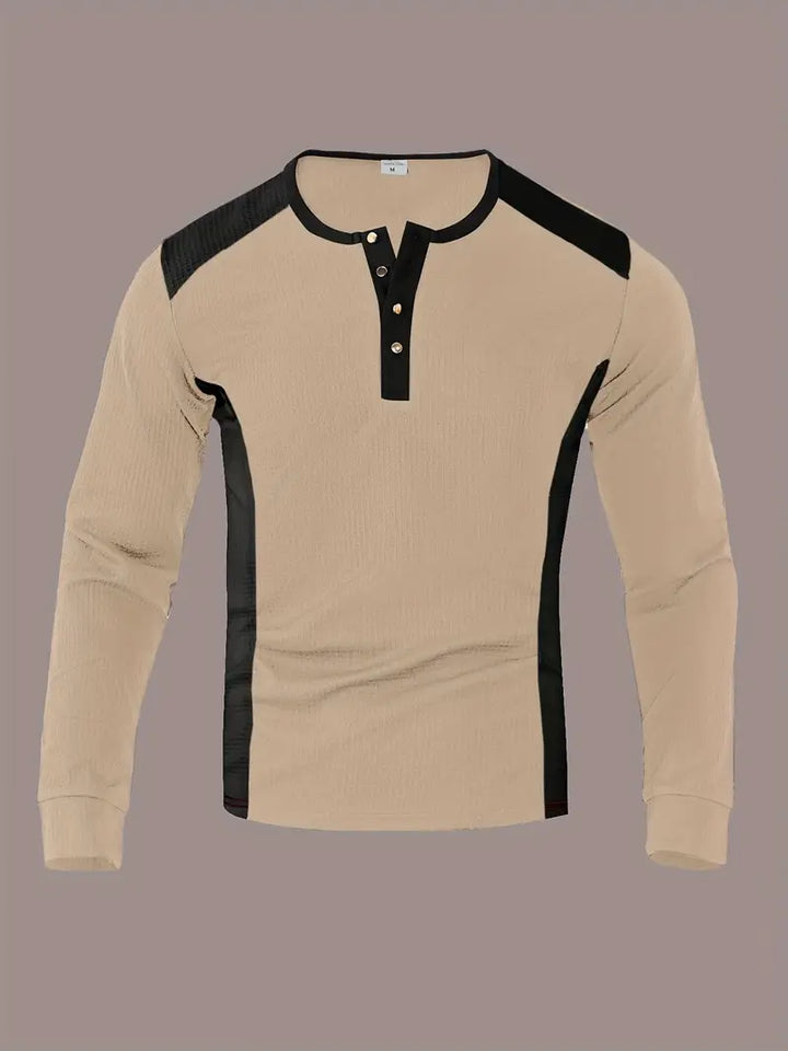 Kyran - Camicia Henley A Maniche Lunghe Con Motivo A Nido d'Ape