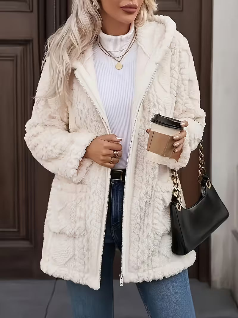 Elima - Cardigan Con Cappuccio, Fodera in Peluche Su Entrambi I Lati E Chiusura Con Cerniera